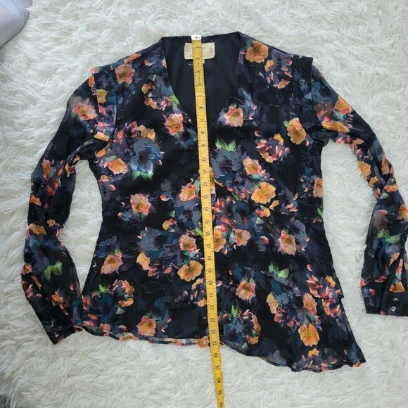 Nicole Miller Artelier Silk Blend Floral Blouse Top - Picture 6 of 9